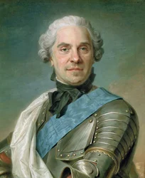 Portrét Maurice (1696-1750) hrabě ze Saxe (pastel na papíře)